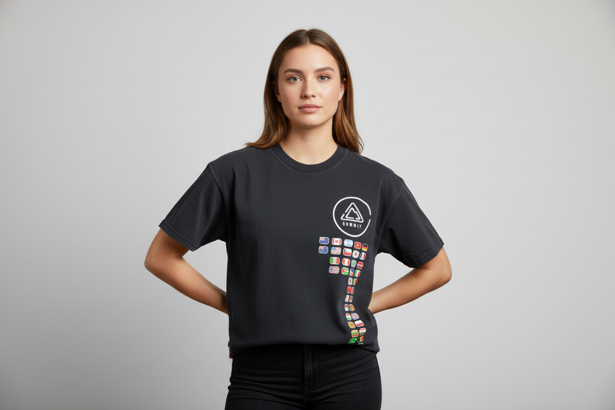2025 World of Dance Summit Shirt on Female Model
